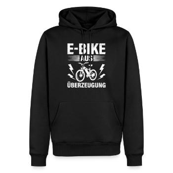 E-BIKE AUS ÜBERZEUGUNG Elektro Fahrrad Lustiges - Männer Premium Bio Hoodie - Schwarz - Vorne - Nico (187cm)