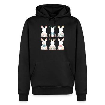 Ostern Blumenhasen Vintage Cottagecore Stil - Männer Premium Bio Hoodie - Schwarz - Vorne - Nico (187cm)