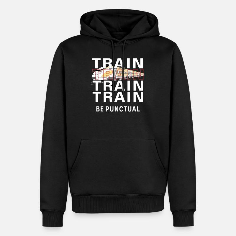 ZUG TRAIN BE PUNCTUAL - Männer Premium Bio Hoodie - Schwarz