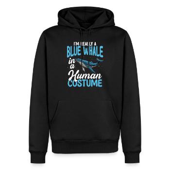 Blue whale in human costume funny - Men’s Premium Organic Hoodie - black - Front - Nico (187cm)