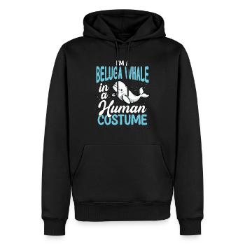 Beluga Whale in Human Costume Funny - Men’s Premium Organic Hoodie - black - Front - Nico (187cm)