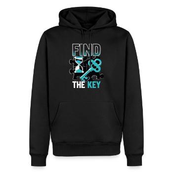 Salle d’évasion Trouver la clé - Sweat à capuche Premium bio Homme - noir - Devant - Nico (187cm)
