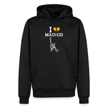 J’aime Madrid Coeur Drapeau Espagne Statue De La Liberté - Sweat à capuche Premium bio Homme - noir - Devant - Nico (187cm)