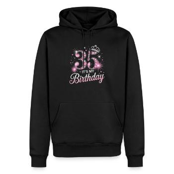 35. Geburtstag Glitzer Krone und Rosa Edelsteine - Männer Premium Bio Hoodie - Schwarz - Vorne - Nico (187cm)