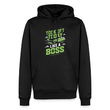 First time flying Travel Memory Sky - Men’s Premium Organic Hoodie - black - Front - Nico (187cm)