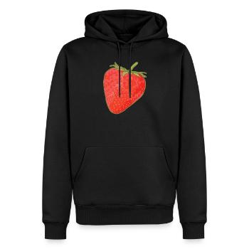 Erdbeeren Erdbeere Strawberry Geschenk - Männer Premium Bio Hoodie - Schwarz - Vorne - Nico (187cm)