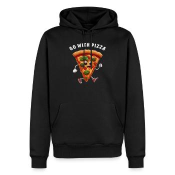LA PIZZA VA AVEC - Sweat à capuche Premium bio Homme - noir - Devant - Nico (187cm)