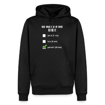 THIS IS HOW I LIKE THE EGGS - Men’s Premium Organic Hoodie - black - Front - Nico (187cm)