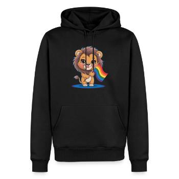 Niedlicher Löwe Mit Regenbogenfahne - Männer Premium Bio Hoodie - Schwarz - Vorne - Nico (187cm)