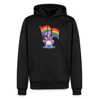 Niedliches Nashorn Mit Regenbogenfahne - Männer Premium Bio Hoodie - Schwarz - Vorne - Nico (187cm)