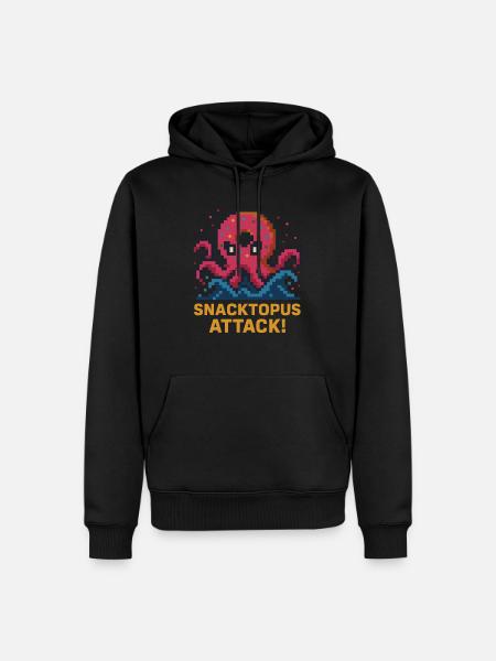 Snacktopus Attack Pixel Donut Kraken - Men’s Premium Organic Hoodie - black