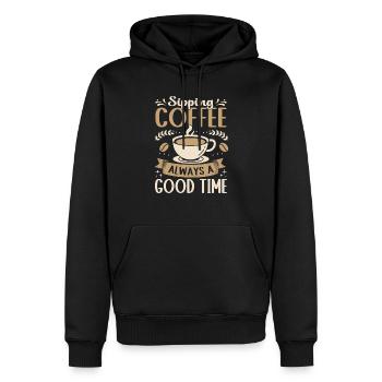 Café Profitez toujours d’un bon moment Café - Sweat à capuche Premium bio Homme - noir - Devant - Nico (187cm)