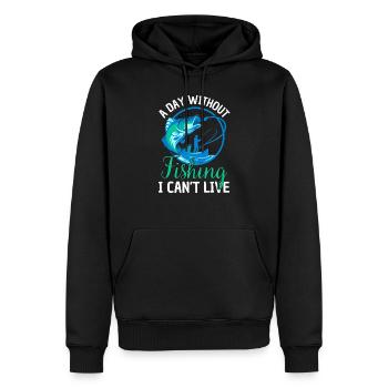 Pêche Dire Drôle Pêche Design - Sweat à capuche Premium bio Homme - noir - Devant - Nico (187cm)