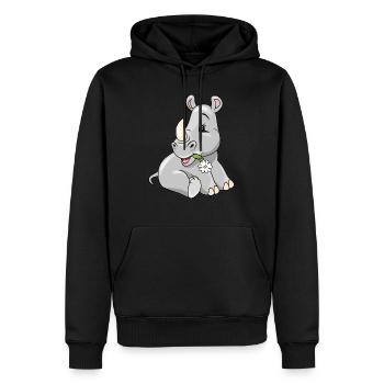 Süßes, schüchternes Baby-Nashorn mit Kamille - Männer Premium Bio Hoodie - Schwarz - Vorne - Nico (187cm)