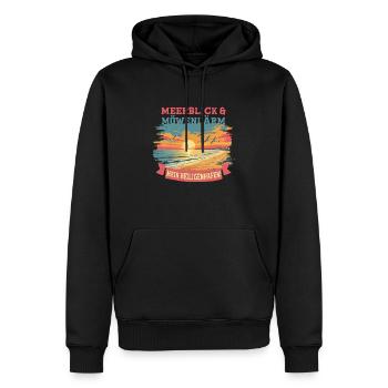 Heiligenhafen Meerblick & Möwenlärm - Männer Premium Bio Hoodie - Schwarz - Vorne - Nico (187cm)
