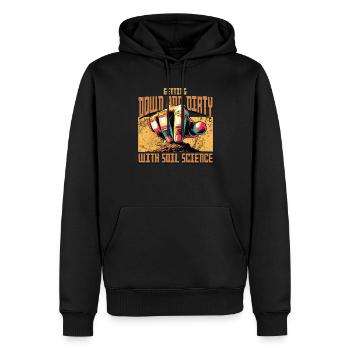 La science du sol se salit - Sweat à capuche Premium bio Homme - noir - Devant - Nico (187cm)