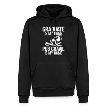 Tournée des bars, tournée des bars, tournée des bars, saut des chiots - Sweat à capuche Premium bio Homme - noir - Devant - Nico (187cm)