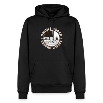 Online Coder Before Coffee Developer Coffee Lover - Men’s Premium Organic Hoodie - black - Front - Nico (187cm)
