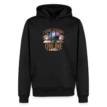 Online Coder Coffee Before Programmer Coffee Lover - Men’s Premium Organic Hoodie - black - Front - Nico (187cm)