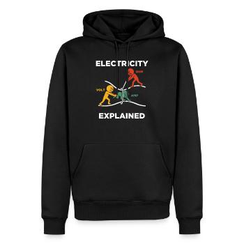 Electricity explained Elektriker - Männer Premium Bio Hoodie - Schwarz - Vorne - Nico (187cm)
