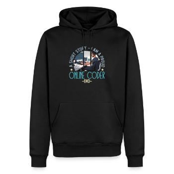 Codeur en ligne Une nouvelle Je suis un développeur Web - Sweat à capuche Premium bio Homme - noir - Devant - Nico (187cm)