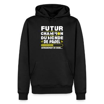 Joueur de padel amateur de padel cadeau padeliste - Sweat à capuche Premium bio Homme - noir - Devant - Nico (187cm)