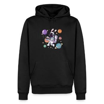 Easter Bunny Astronaut in Space with Planets - Men’s Premium Organic Hoodie - black - Front - Nico (187cm)