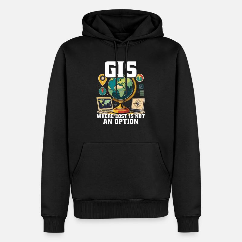 Systèmes d’information géographique - Sweat à capuche Premium bio Homme - noir