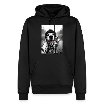 Fischerei Dalmatiner Hund Selfie - Männer Premium Bio Hoodie - Schwarz - Vorne - Nico (187cm)