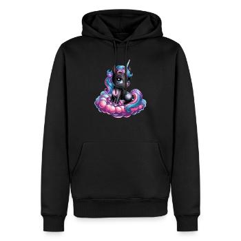 Magisches Einhorn Auf Wolken Mit Herz-Motiven Für - Männer Premium Bio Hoodie - Schwarz - Vorne - Nico (187cm)