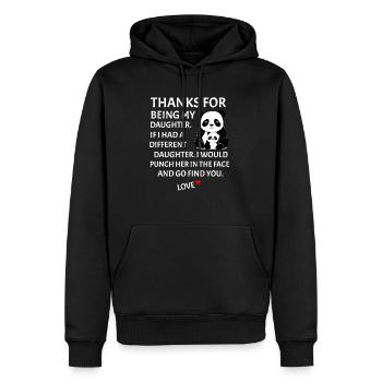 Merci d’être ma fille, père-fille - Sweat à capuche Premium bio Homme - noir - Devant - Nico (187cm)