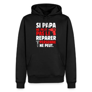 Papa bricoleur artisan humour bricolage papa - Sweat à capuche Premium bio Homme - noir - Devant - Nico (187cm)