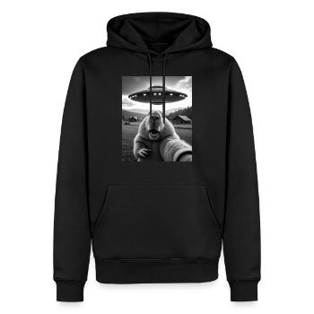 Selfie Capybara avec OVNI Capybara Cadeaux - Sweat à capuche Premium bio Homme - noir - Devant - Nico (187cm)
