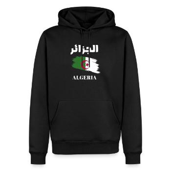 Algeria Nom en arabe drapeau Algeria - Sweat à capuche Premium bio Homme - noir - Devant - Nico (187cm)