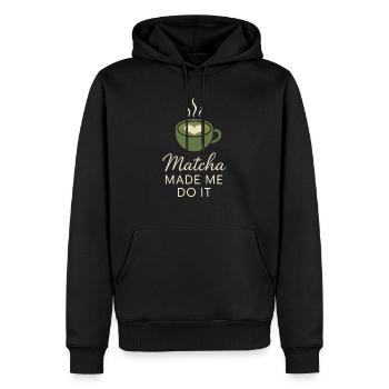 Matcha Aesthetic Latte Soft Girl Thé sur Café - Sweat à capuche Premium bio Homme - noir - Devant - Nico (187cm)