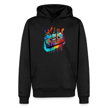 MUSIKKASETTE 60er - Männer Premium Bio Hoodie - Schwarz - Vorne - Nico (187cm)