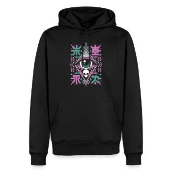 Mystérieux Futur Alien Eye Design Géométrique - Sweat à capuche Premium bio Homme - noir - Devant - Nico (187cm)
