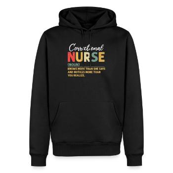 Infirmière praticienne correctionnelle Rétro Médical - Sweat à capuche Premium bio Homme - noir - Devant - Nico (187cm)