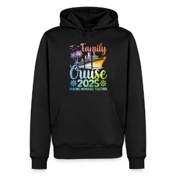 Croisière en famille 2025 - Sweat à capuche Premium bio Homme - noir - Devant - Nico (187cm)