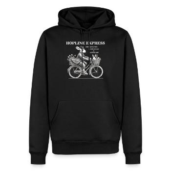Pâques Rétro HOPLINE EXPRESS Lapin Câlins Vintage - Sweat à capuche Premium bio Homme - noir - Devant - Nico (187cm)