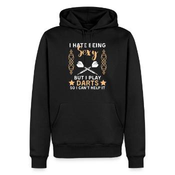 Lustiger Dart Spruch für Dartspieler - Männer Premium Bio Hoodie - Schwarz - Vorne - Nico (187cm)