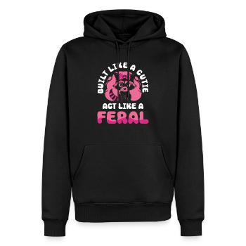 Drôle mignon raton laveur sauvage Mème - Sweat à capuche Premium bio Homme - noir - Devant - Nico (187cm)
