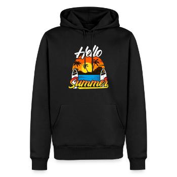 Bonjour Design de coucher de soleil d’été - Sweat à capuche Premium bio Homme - noir - Devant - Nico (187cm)