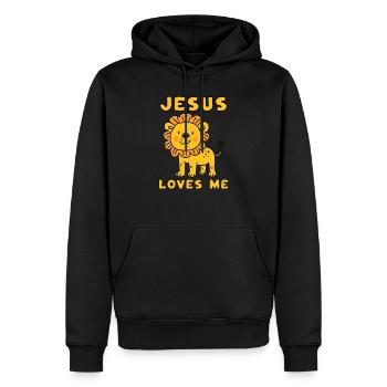 Jesus Loves Me Cute Lion Christian - Männer Premium Bio Hoodie - Schwarz - Vorne - Nico (187cm)
