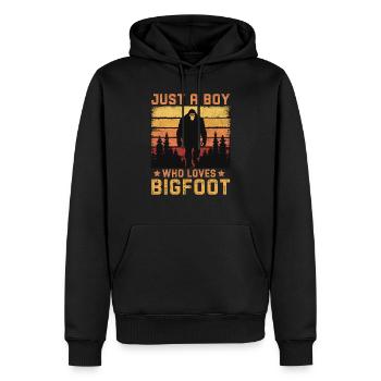 Just a Boy Who Loves Bigfoot - Männer Premium Bio Hoodie - Schwarz - Vorne - Nico (187cm)