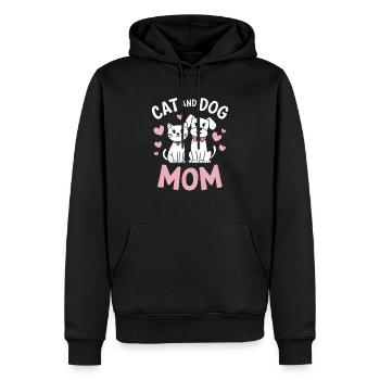 Katzen Hunde Mama Tierliebe Design - Männer Premium Bio Hoodie - Schwarz - Vorne - Nico (187cm)