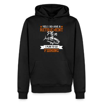 Un pêcheur bientôt à la retraite conçoit avec humour - Sweat à capuche Premium bio Homme - noir - Devant - Nico (187cm)
