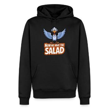 VOGEL NOW WE HAVE THE SALAD - Männer Premium Bio Hoodie - Schwarz - Vorne - Nico (187cm)