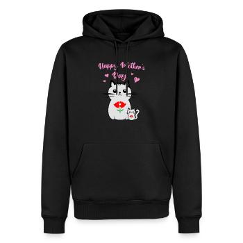 Chat et son chaton, fête des mères - Sweat à capuche Premium bio Homme - noir - Devant - Nico (187cm)