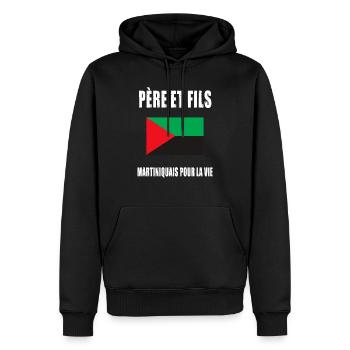 père et fils martiniquais martinique papa - Sweat à capuche Premium bio Homme - noir - Devant - Nico (187cm)